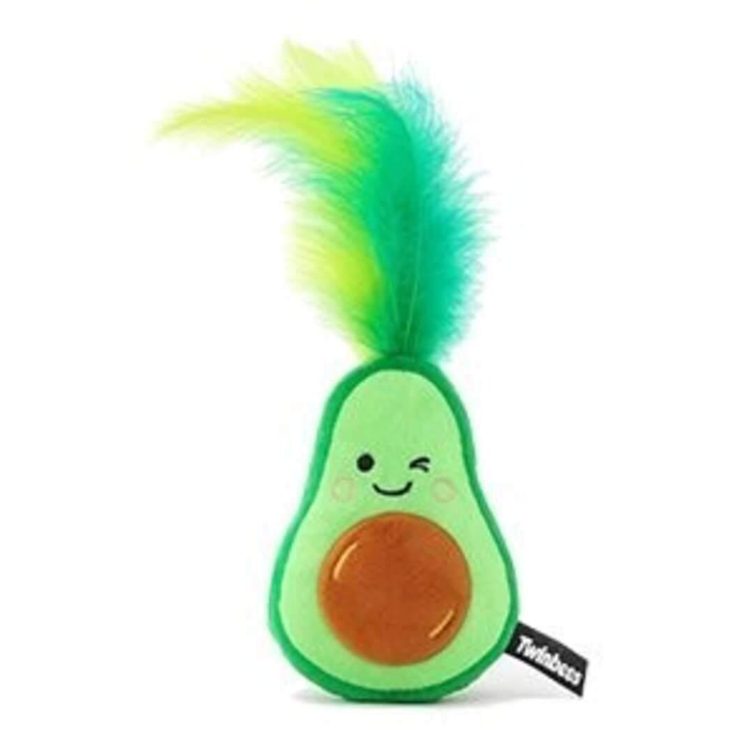 JUGUETE AGUACATE CON PLUMAS – CATNIP & MATATABI + SONIDO