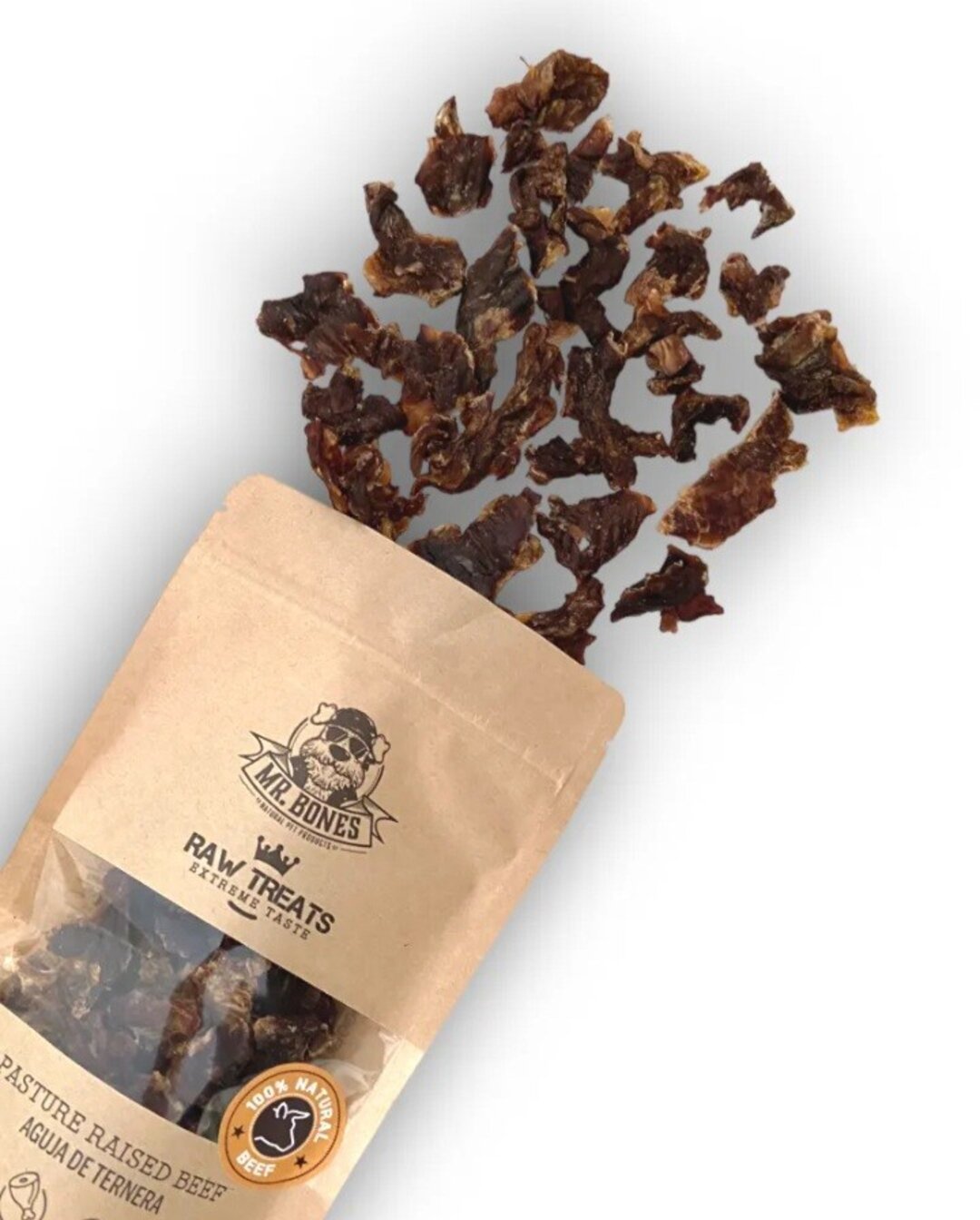 Raw Treats Aguja de Ternera para Perros y Gatos - Mr Bones