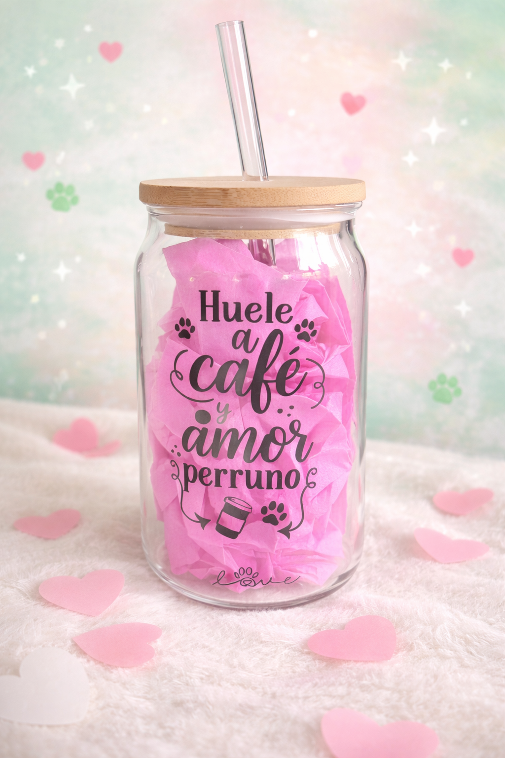 Vaso de cristal con pajita