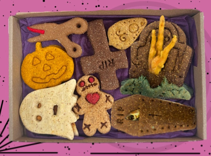 DOGOUIJA - Caja regalo Halloween con 8 galletas para perros