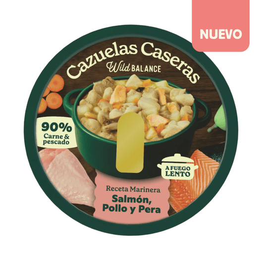 Cazuela casera de Salmón, Pollo y Pera para perros 280g