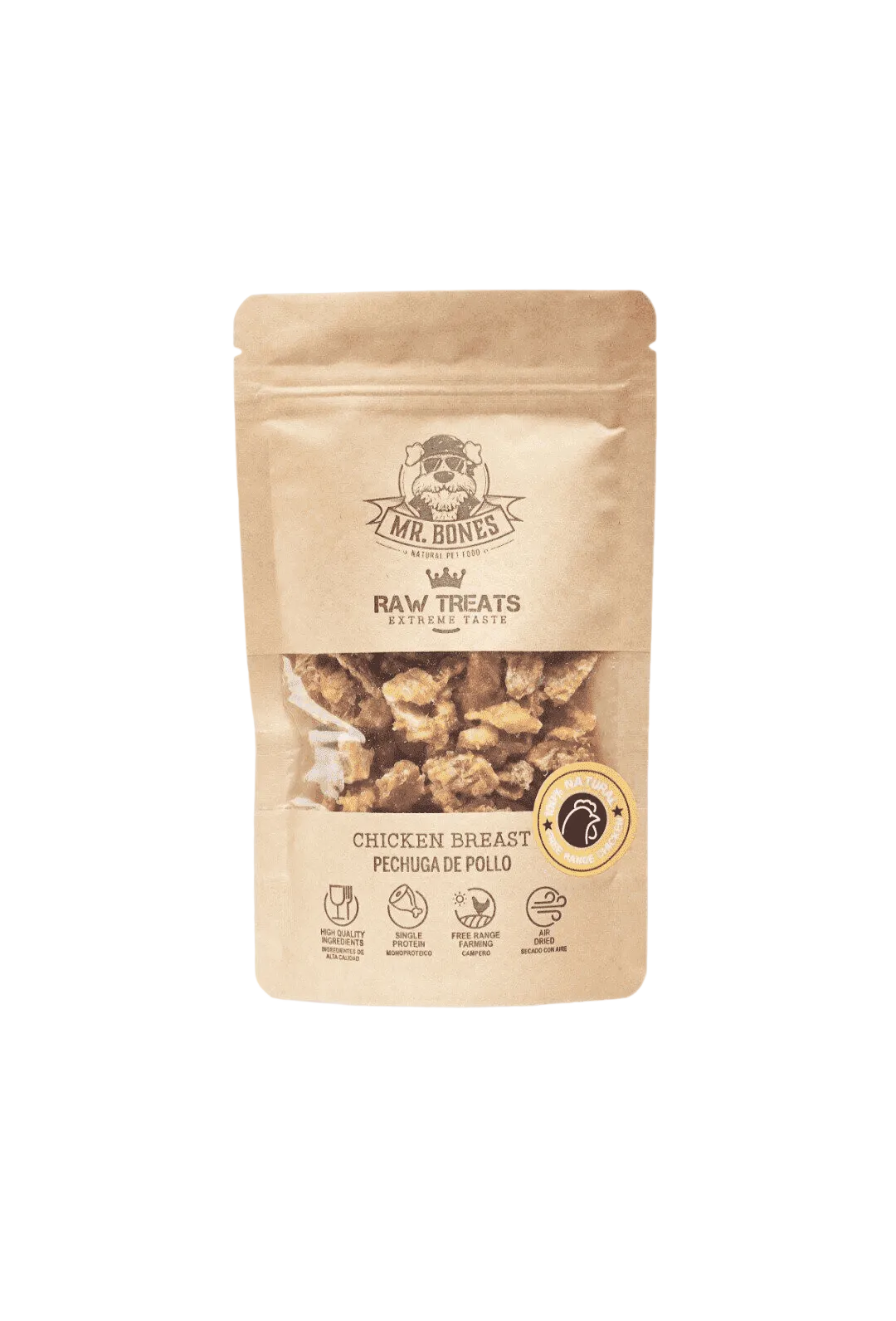 Raw Treats Pechuga de Pollo - Snack  para Perros y Gatos - Mr Bones