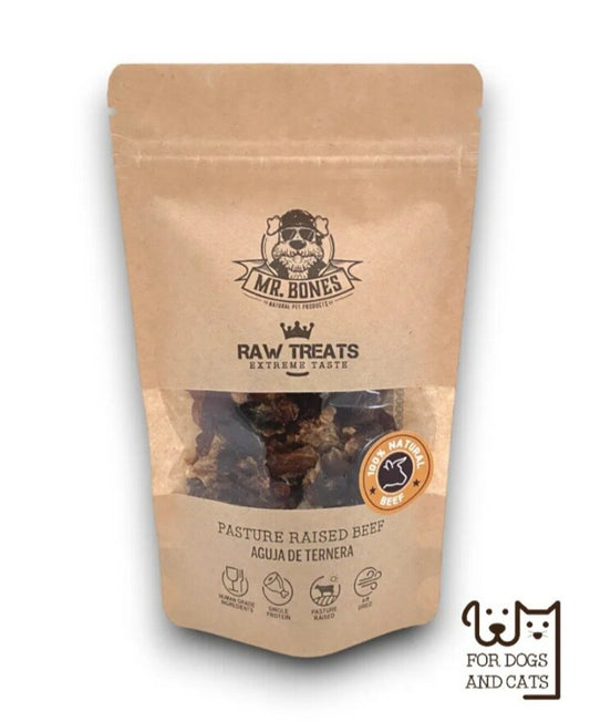Raw Treats Aguja de Ternera para Perros y Gatos - Mr Bones