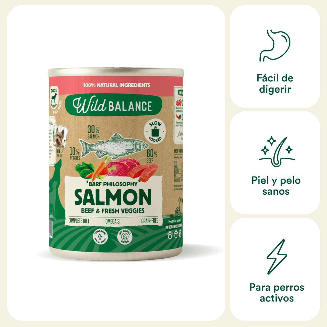 Lata Salmón y Ternera para perros 400g - Filosofía BARF Wild Balance