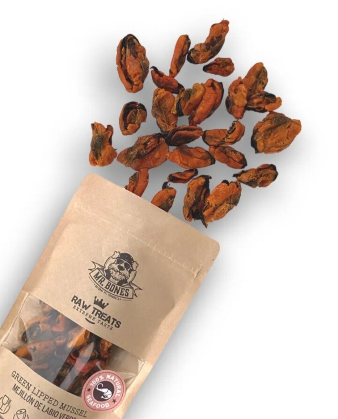 Raw Treats Mejillón de Labio Verde para Perros y Gatos - Mr Bones