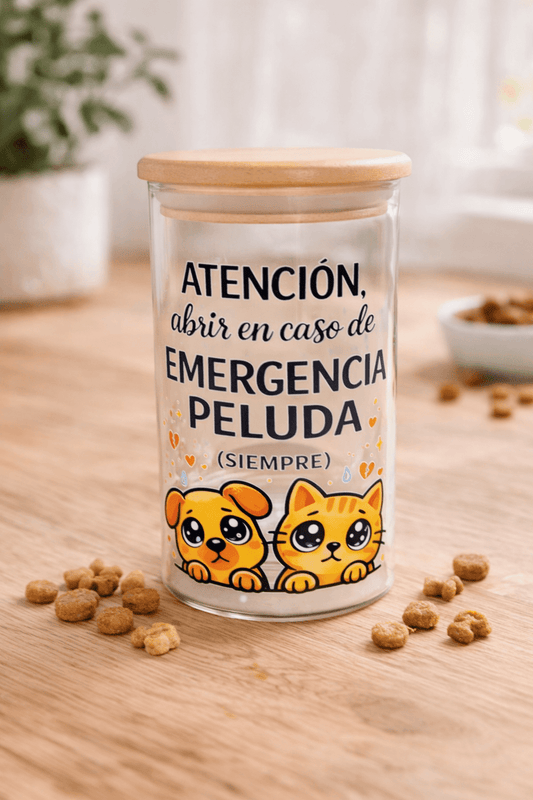 Tarro cristal snacks mascotas emergencia