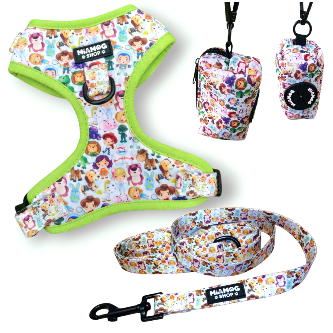 Pack arnes Ajustable Toy Story - Arnés, Correa y Portabolsas