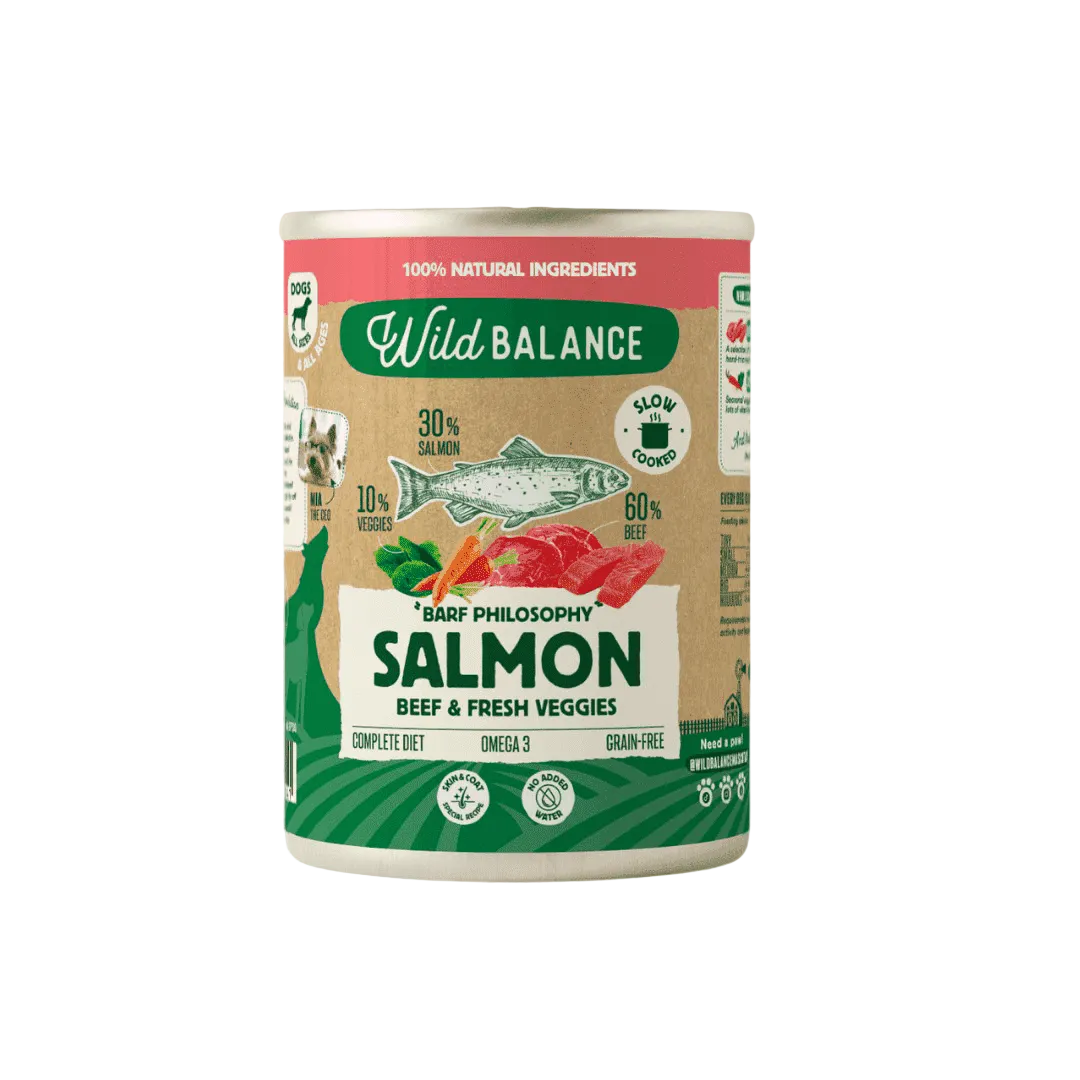 Lata Salmón y Ternera para perros 400g - Filosofía BARF Wild Balance