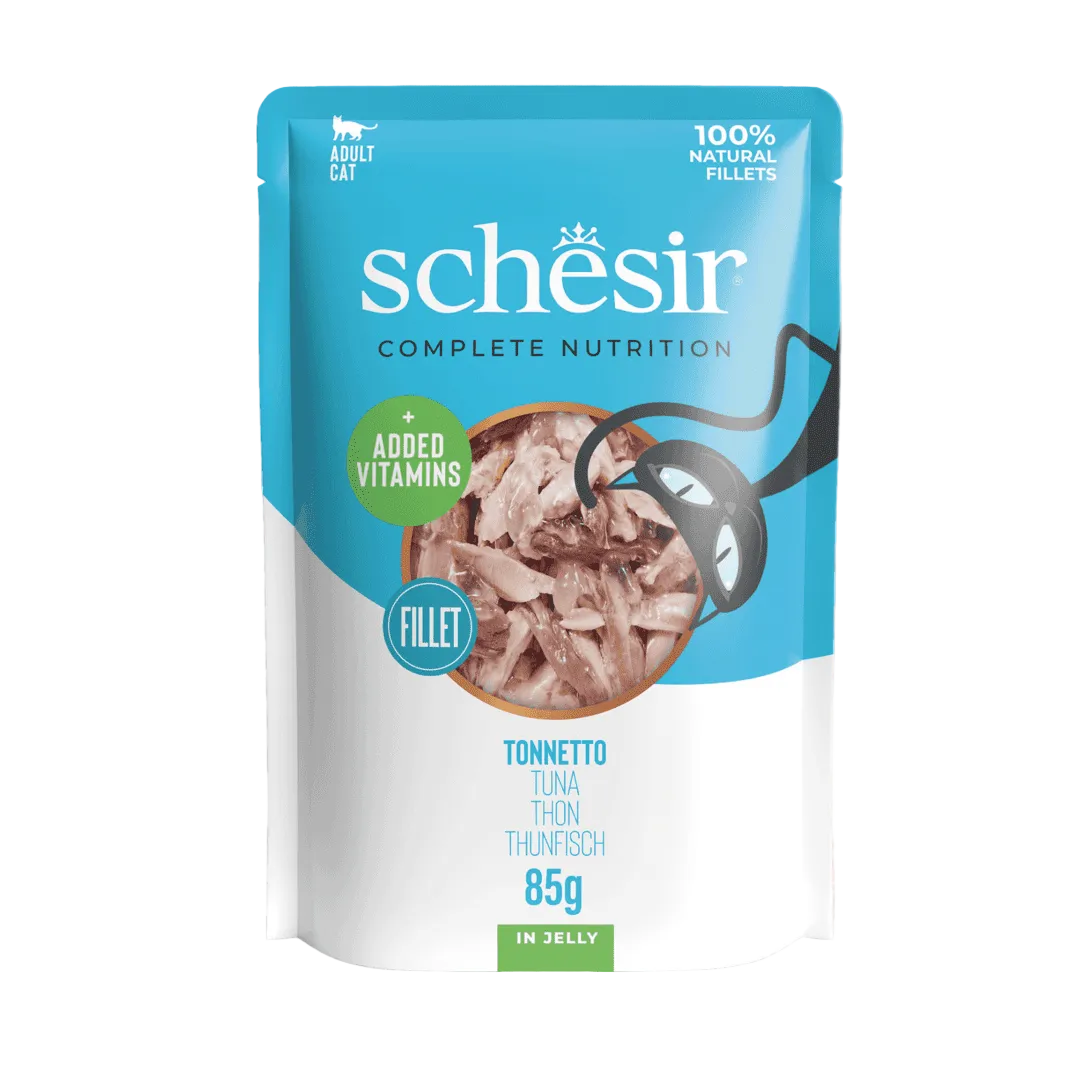 Comida húmeda para gatos adultos Schesir atún 85g