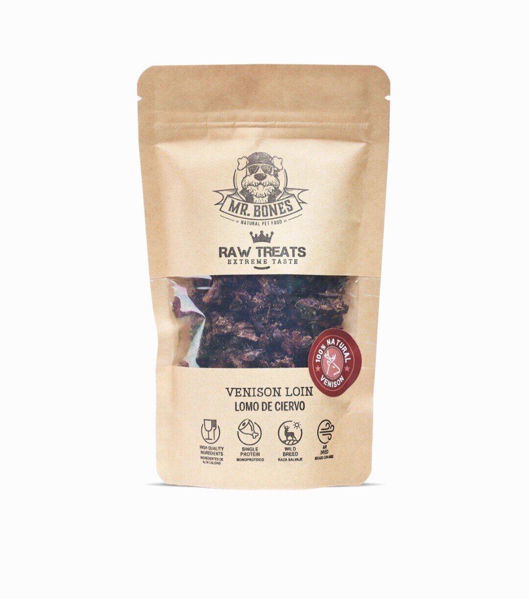 Raw Treats Ciervo - Snack Natural para Perros y Gatos - Mr Bones