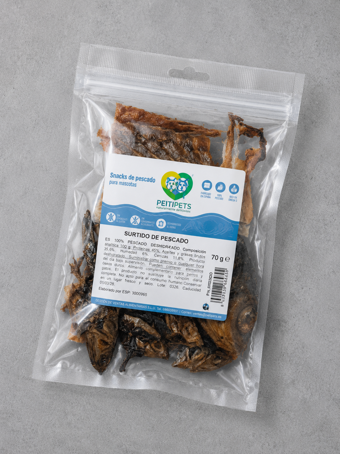 Surtido de Pescado Deshidratado para Perros – 70 g