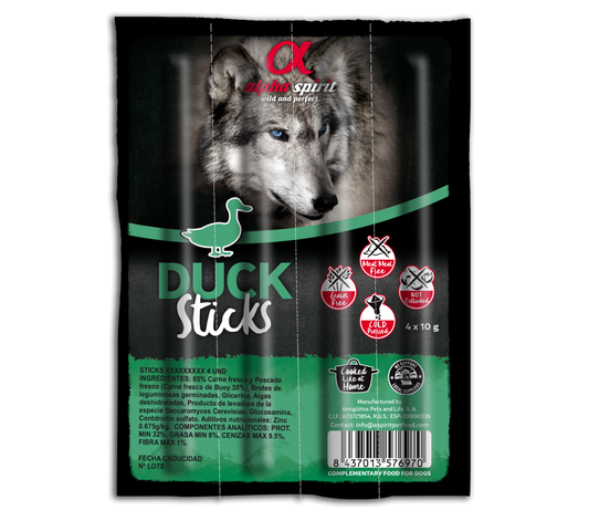 Alpha Spirit Barritas 4 Unid Pato para Perros